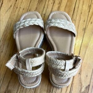 Braided Strap Beige Sandals